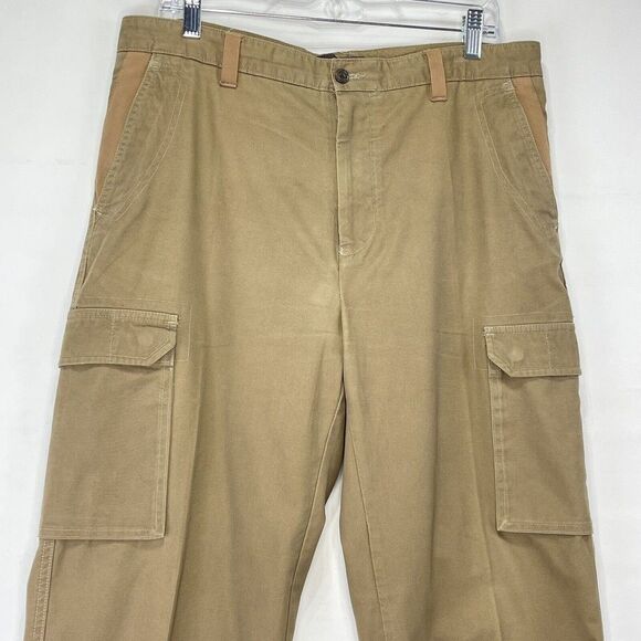 Tasso Elba Mens Pants Cargo 34x30 Cotton Flat Front Tan color - Picture 2 of 16